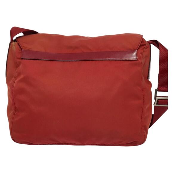 PRADA Shoulder Bag Nylon Red Silver - Picture 3 of 12